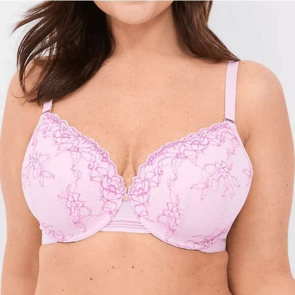 Cacique Lane Bryant Women's Plus Size Modern Romance Lightly Lined Demi Bra Pink - Picture 1 of 9